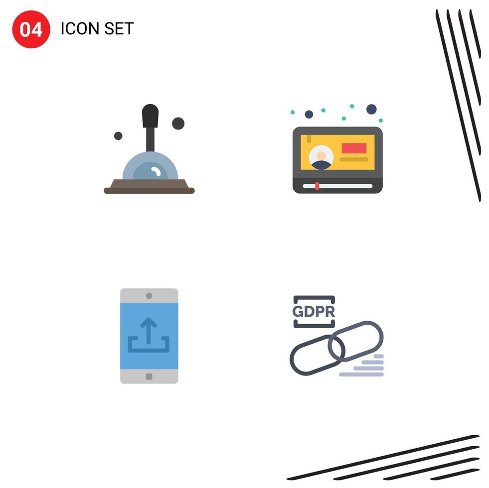 Editable Vector Line Pack of 4 Simple Flat Icons of search mobile application news youtube upload Editable Vector Design Elements