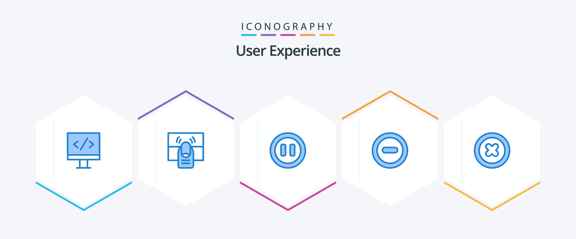 User Experience 25 Blue icon pack including . remove. controls. media