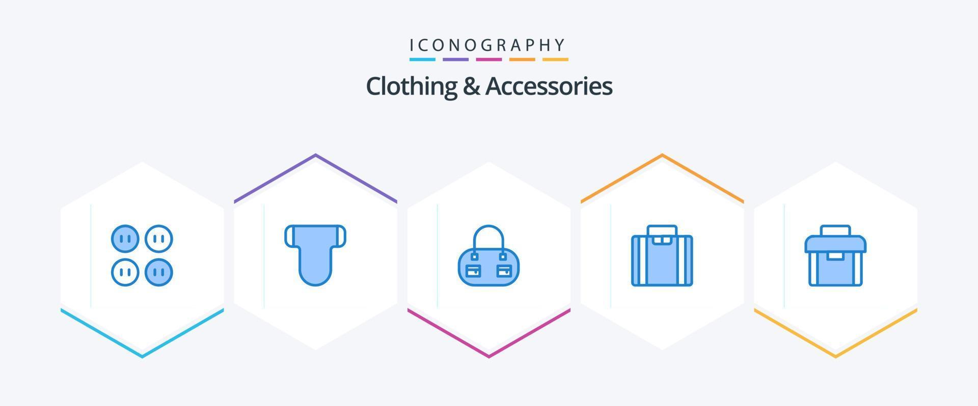 Clothing and Accessories 25 Blue icon pack including . suitcase. fashion. portfolio. briefcase vector