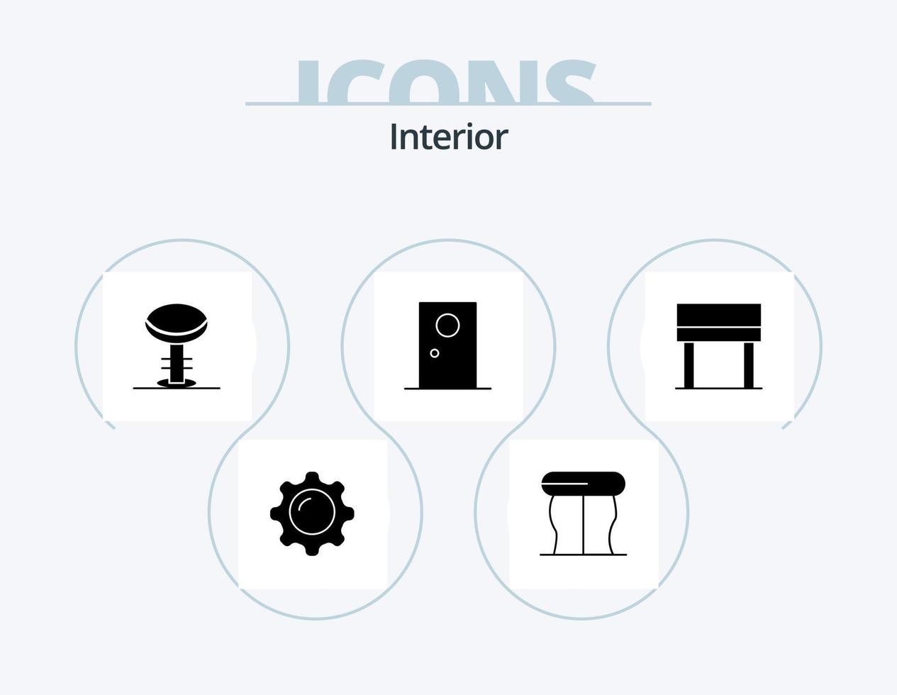 Interior Glyph Icon Pack 5 Icon Design. desk. interior. bar. exterior. door vector