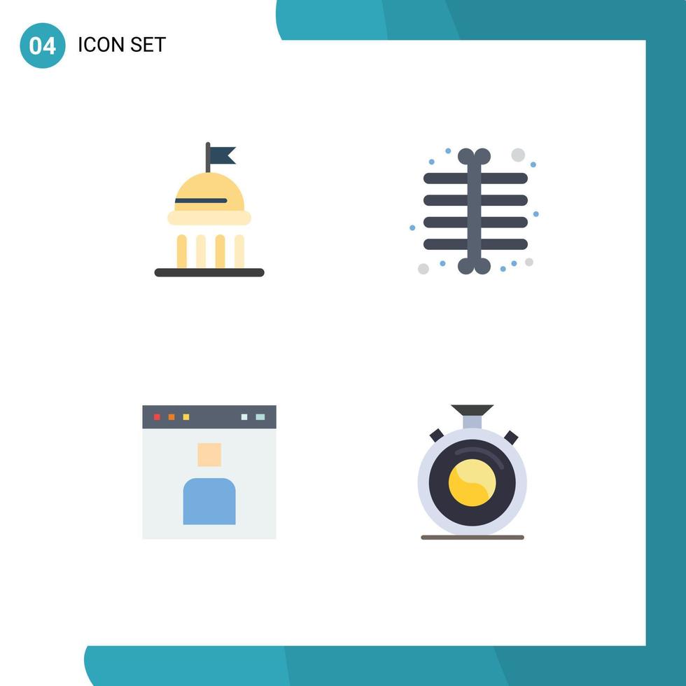 Modern Set of 4 Flat Icons Pictograph of campaign interface vote skeleton xray people Editable Vector Design Elements