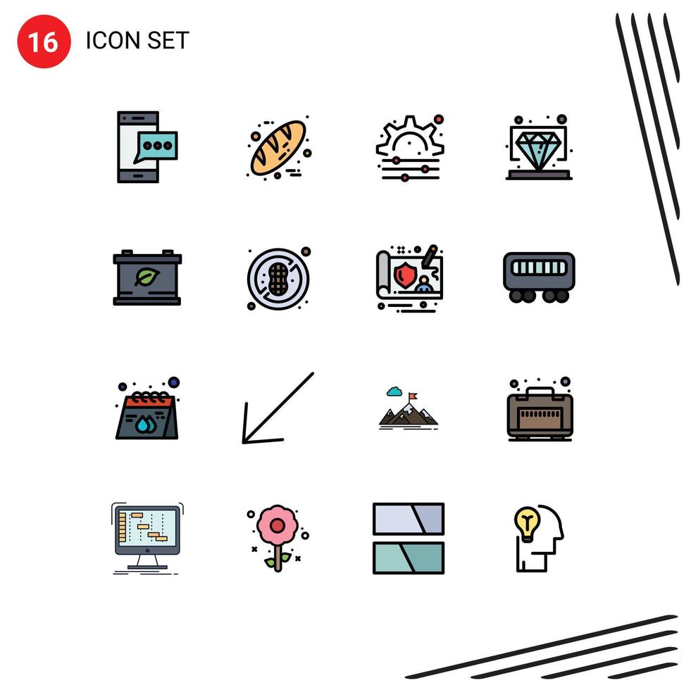 Set of 16 Modern UI Icons Symbols Signs for save vip thanks day value diamond Editable Creative Vector Design Elements