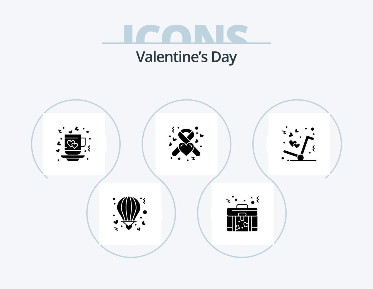 Valentines Day Glyph Icon Pack 5 Icon Design. delivery. heart. coffee. health. love vector