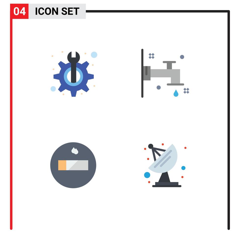 Group of 4 Modern Flat Icons Set for maintenance antenna fix water space Editable Vector Design Elements