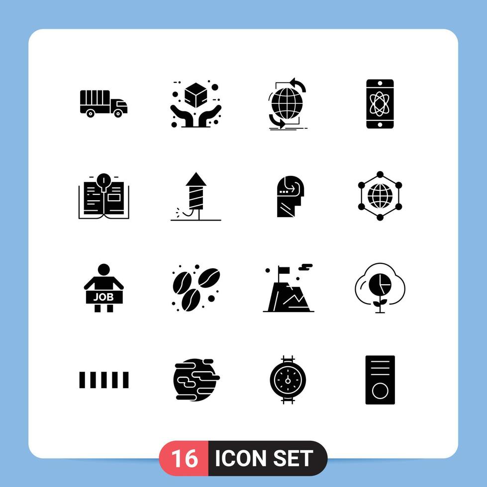 Stock Vector Icon Pack of 16 Line Signs and Symbols for bulb space connectivity science web Editable Vector Design Elements