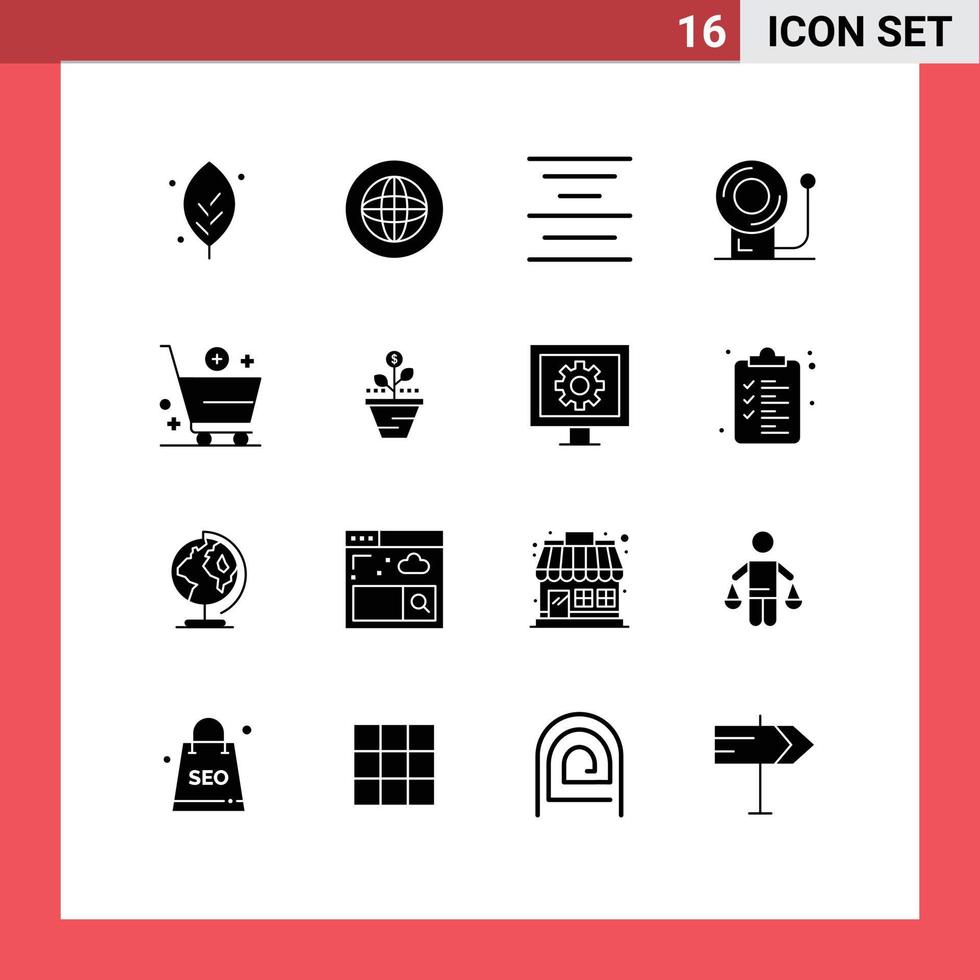 16 Creative Icons Modern Signs and Symbols of cart add support equipment bell Editable Vector Design Elements