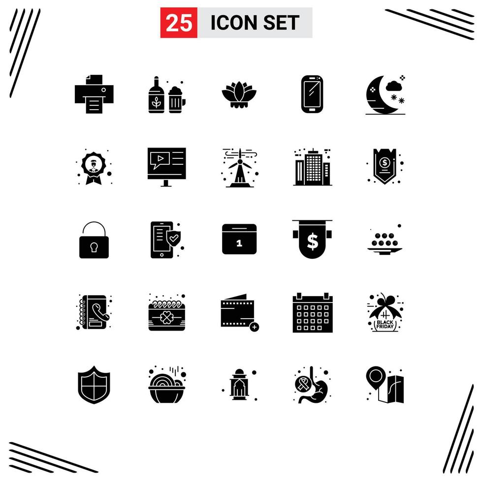 Universal Icon Symbols Group of 25 Modern Solid Glyphs of moon halloween china samsung mobile Editable Vector Design Elements