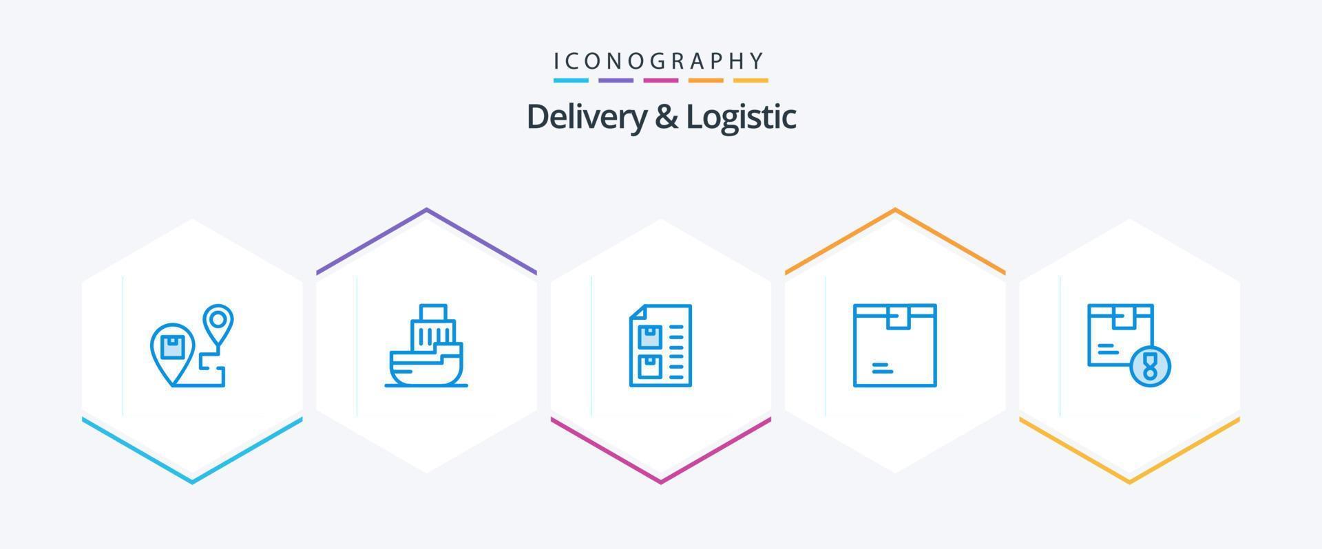 Delivery And Logistic 25 Blue icon pack including goods. box. shipping. paper. document vector