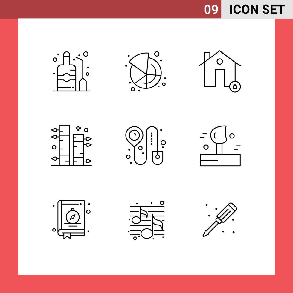 User Interface Pack of 9 Basic Outlines of booking garden buildings botanical real Editable Vector Design Elements