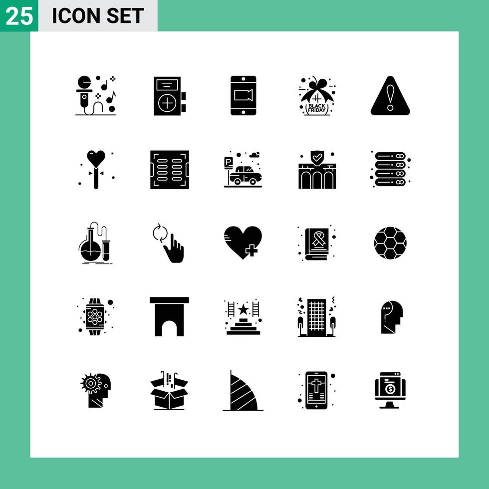 Set of 25 Modern UI Icons Symbols Signs for warning alert medicine black friday tag discount Editable Vector Design Elements