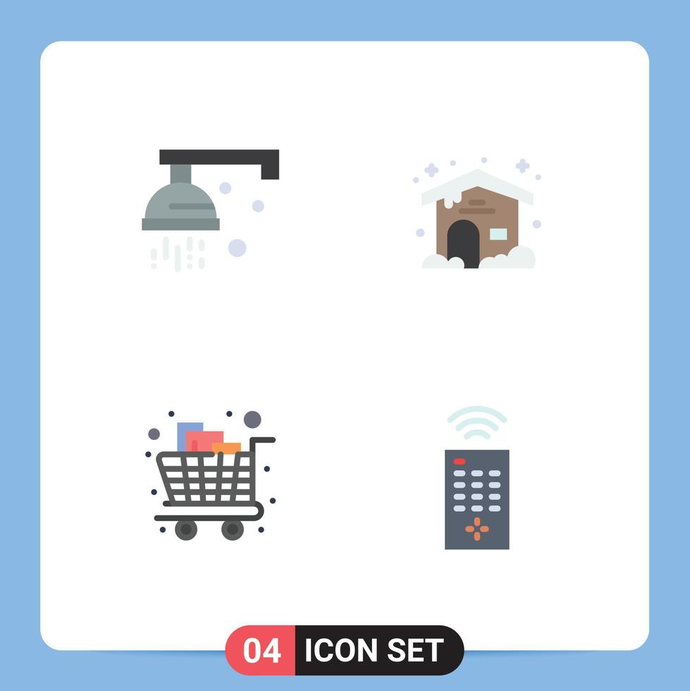 Pictogram Set of 4 Simple Flat Icons of bathroom groceries medical cloudy trolley Editable Vector Design Elements