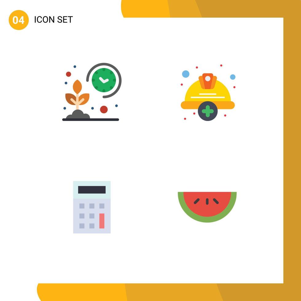 Mobile Interface Flat Icon Set of 4 Pictograms of farm labour grow cap calculate Editable Vector Design Elements
