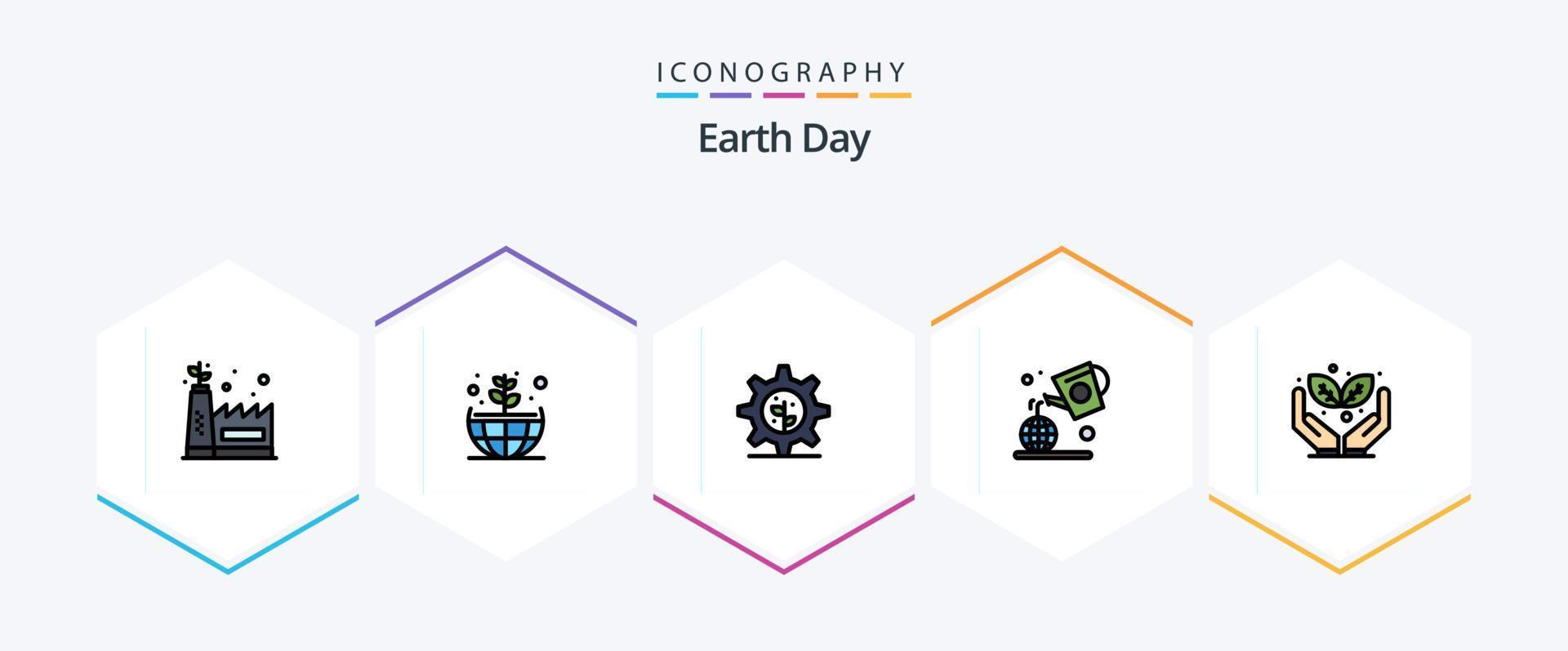 Earth Day 25 FilledLine icon pack including . save the world. setting. protect. farming vector