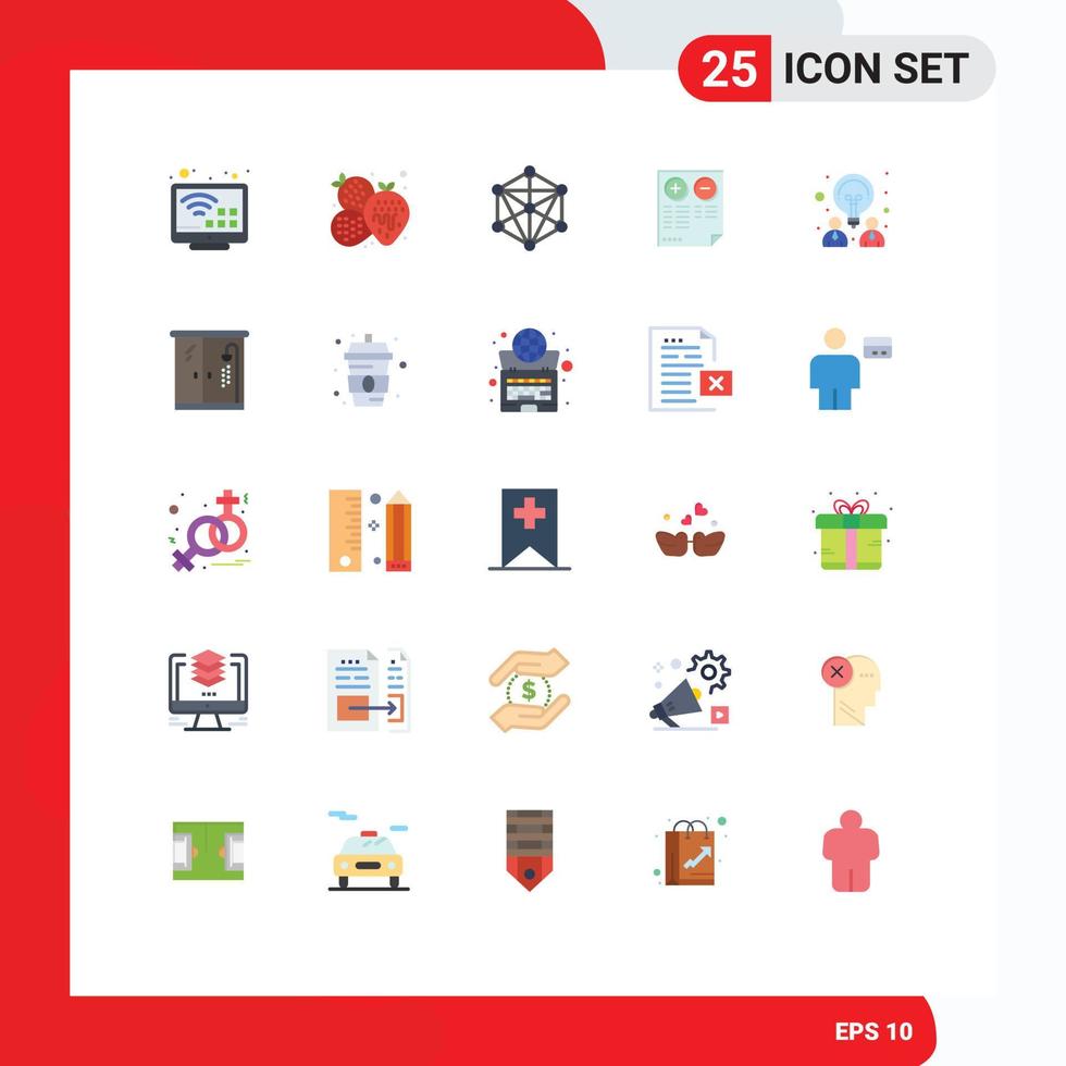 25 Flat Color concept for Websites Mobile and Apps creative plus data document pros Editable Vector Design Elements