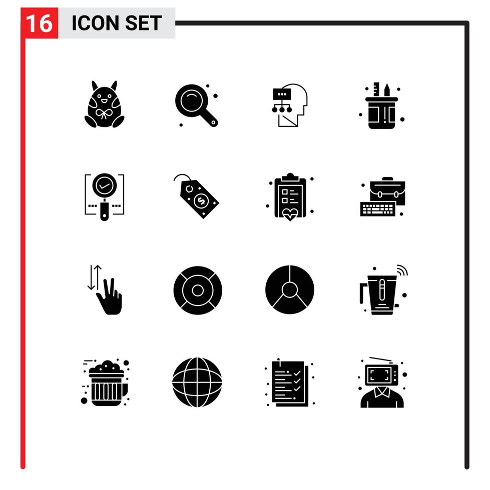 16 Solid Glyph concept for Websites Mobile and Apps explore pencil planning pen box Editable Vector Design Elements