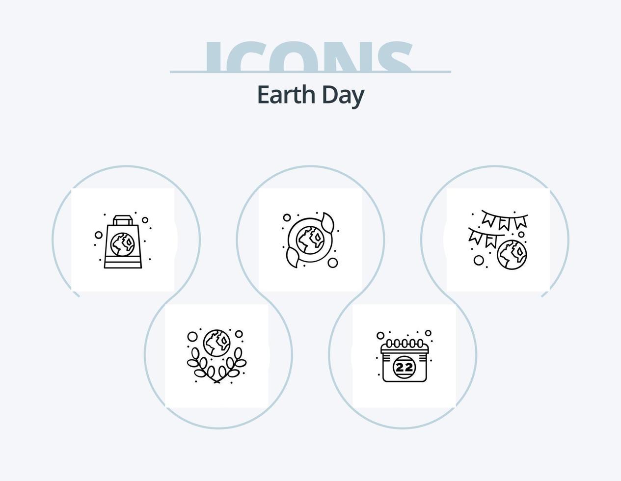 Earth Day Line Icon Pack 5 Icon Design. save. green. save. earth. ecology vector