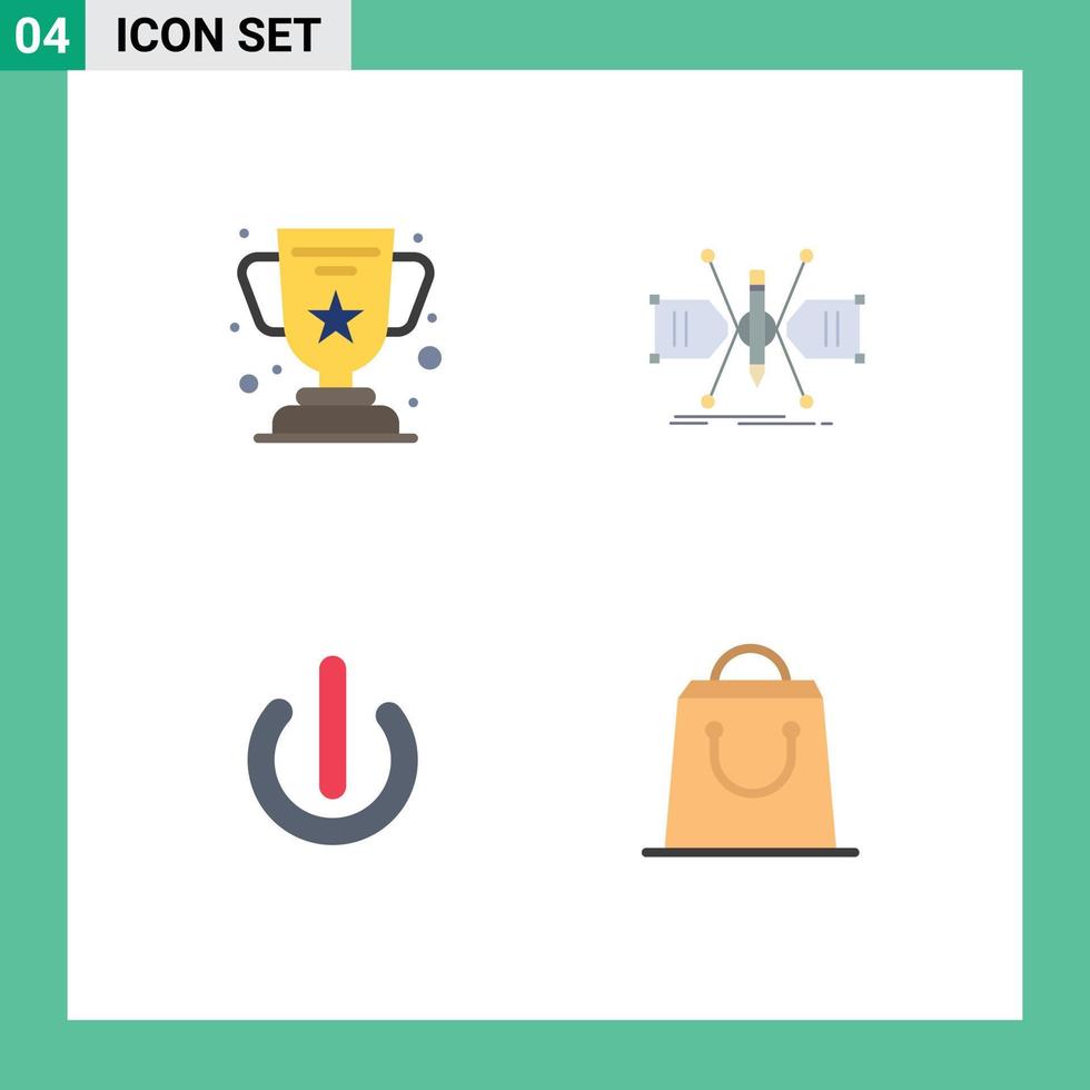 4 Creative Icons Modern Signs and Symbols of achievement button education grid on Editable Vector Design Elements