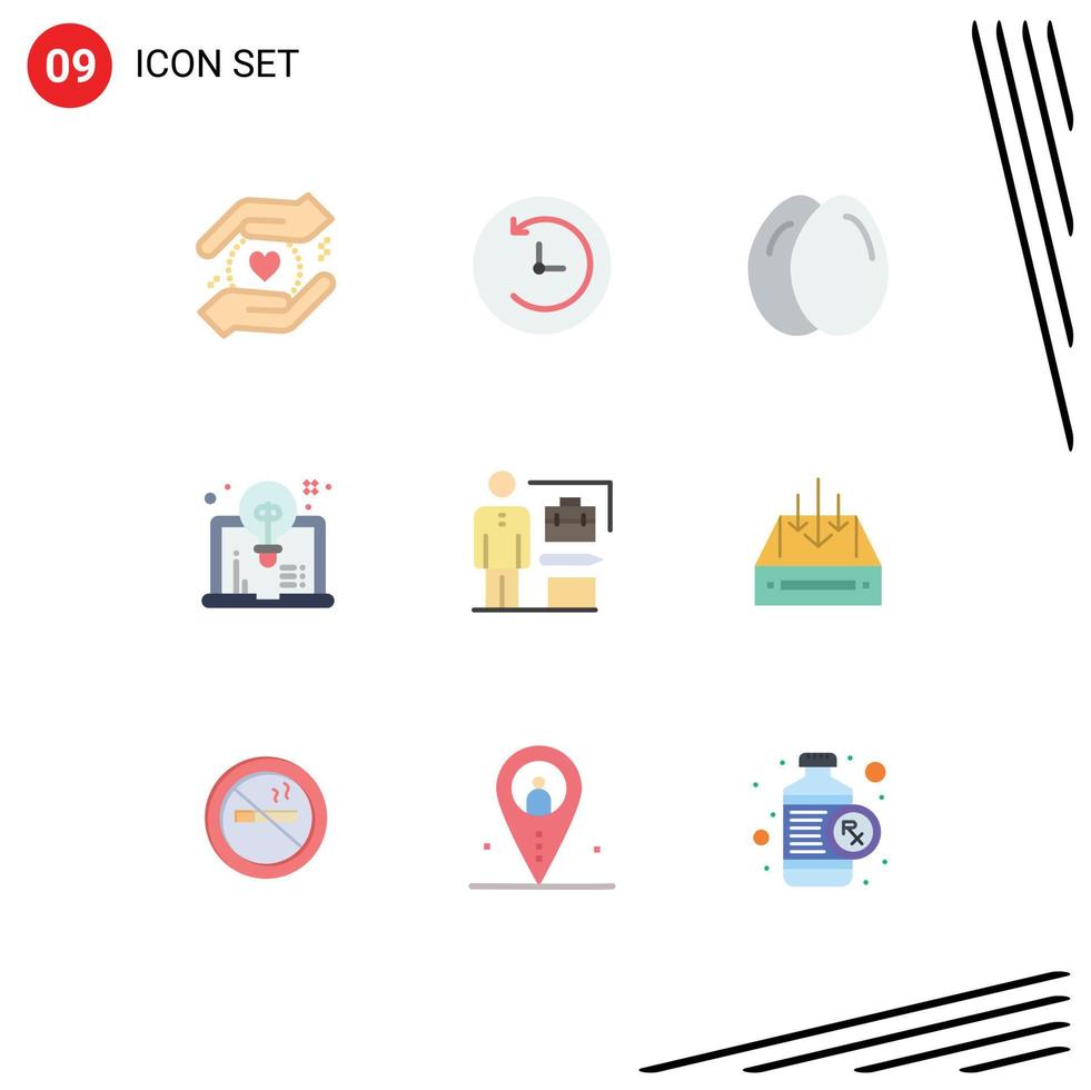 Modern Set of 9 Flat Colors Pictograph of inbox achieve life accomplished idea Editable Vector Design Elements