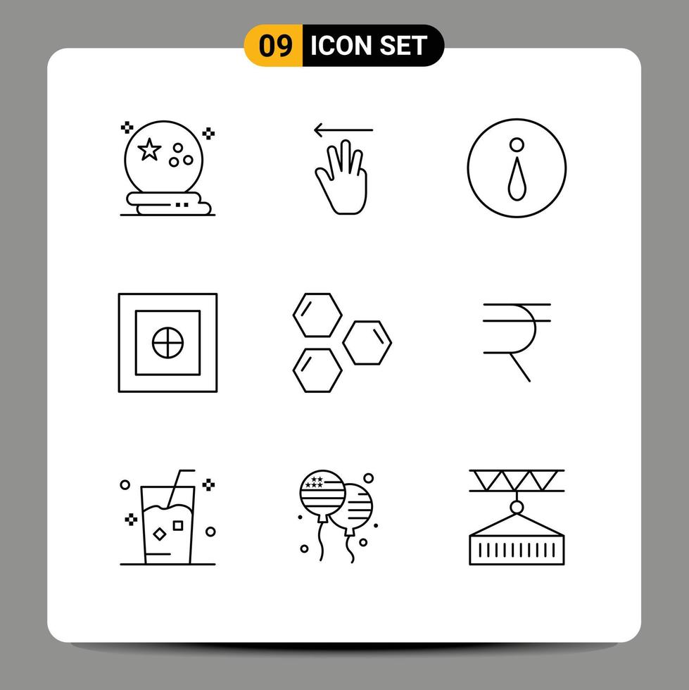 Modern Set of 9 Outlines and symbols such as science cells left safe finance Editable Vector Design Elements