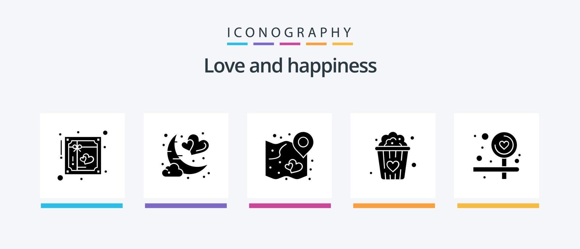 Love Glyph 5 Icon Pack Including snacks love. food. night. wedding. map. Creative Icons Design vector