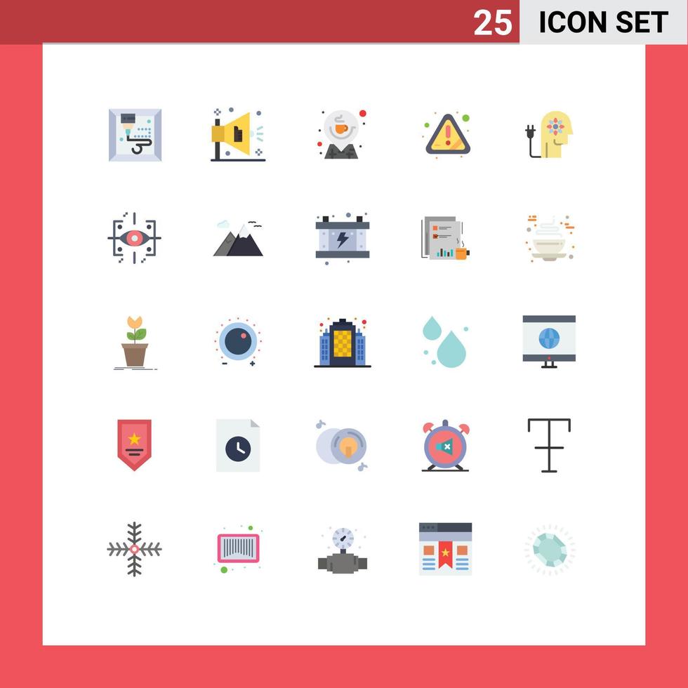 grupo de símbolos de iconos universales de 25 colores planos modernos de ubicación de capacidad de conocimiento que aumentan la atención elementos de diseño de vectores editables
