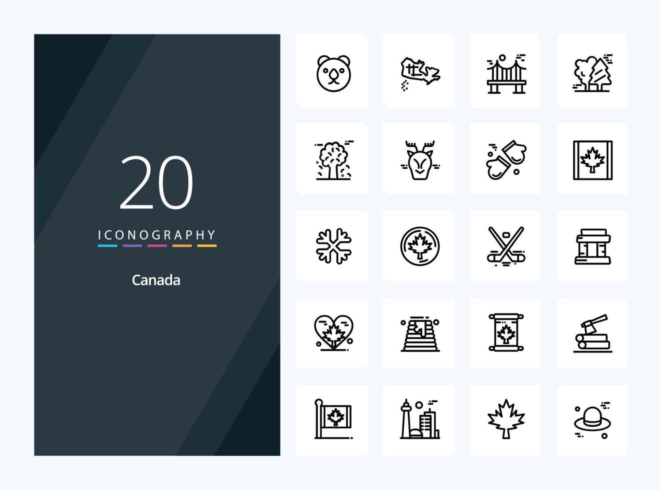 20 icono de contorno de canadá para presentación vector