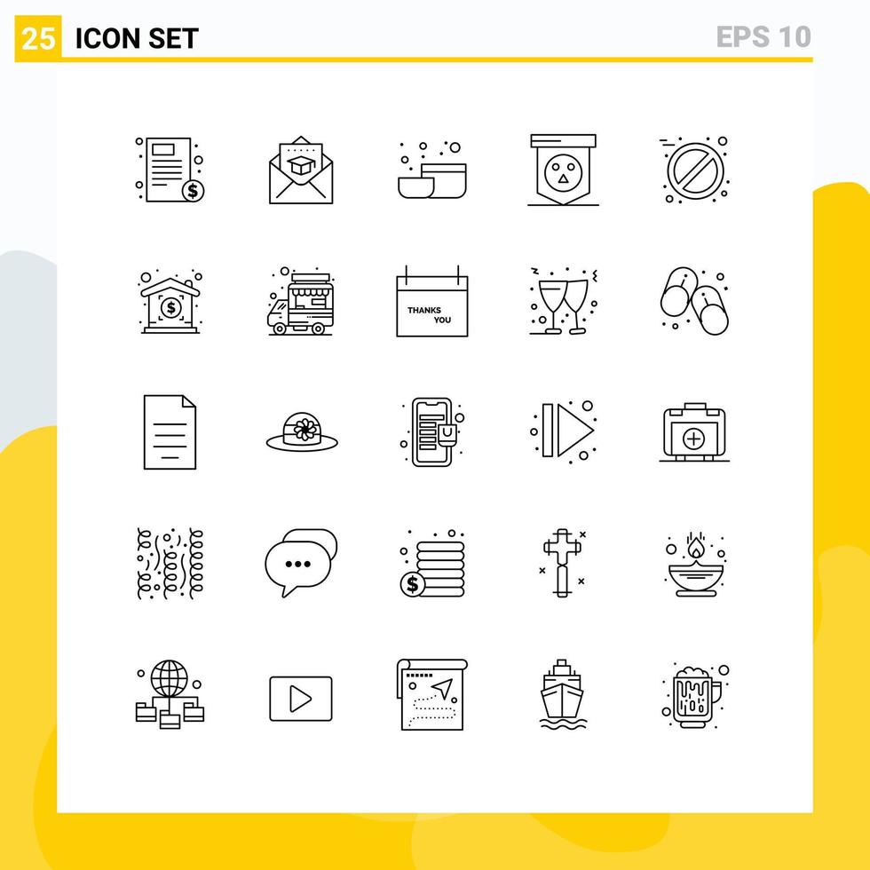 Mobile Interface Line Set of 25 Pictograms of pill skull mail horror board Editable Vector Design Elements