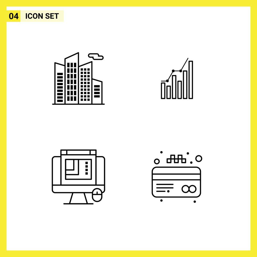 Universal Icon Symbols Group of 4 Modern Filledline Flat Colors of building trends graph diagram web designing Editable Vector Design Elements