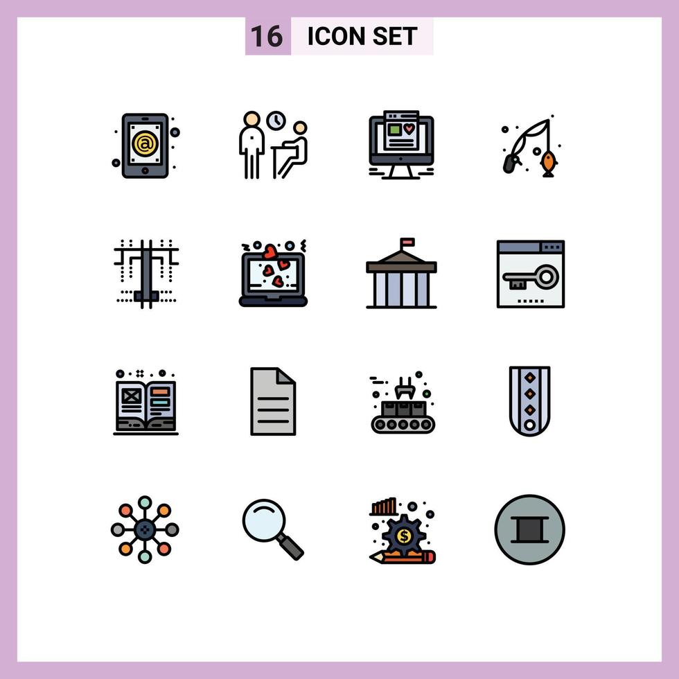 16 Creative Icons Modern Signs and Symbols of creative hobbies people fishing web design Editable Creative Vector Design Elements