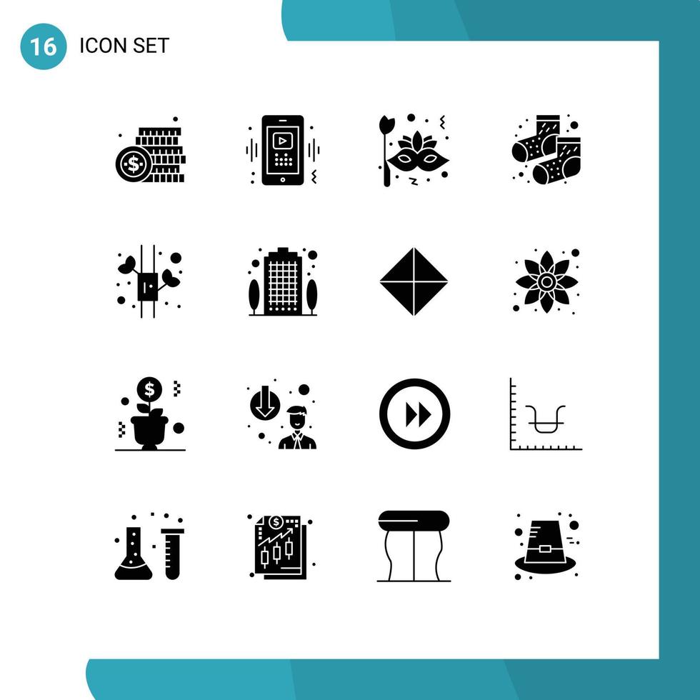 paquete de iconos de vector de stock de 16 signos y símbolos de línea para calcetines puntos jugador circo carnaval elementos de diseño de vector editables