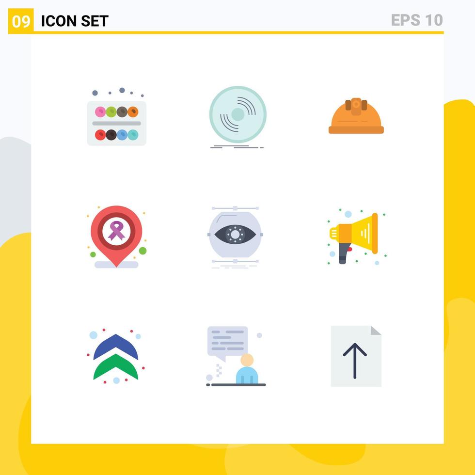 Modern Set of 9 Flat Colors and symbols such as conception medical vinyl location construction Editable Vector Design Elements
