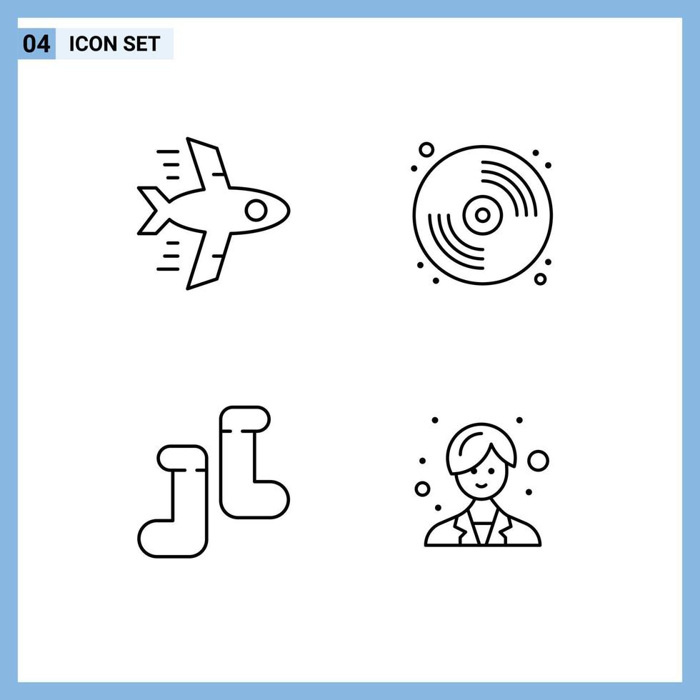 4 Line concept for Websites Mobile and Apps airplane doctor cd paint woman Editable Vector Design Elements