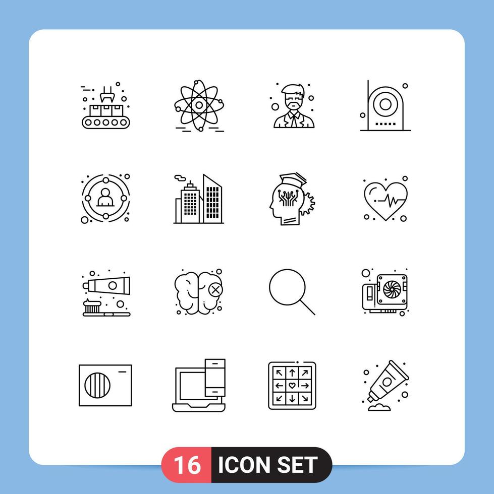 Universal Icon Symbols Group of 16 Modern Outlines of management equipment master electronic devices Editable Vector Design Elements