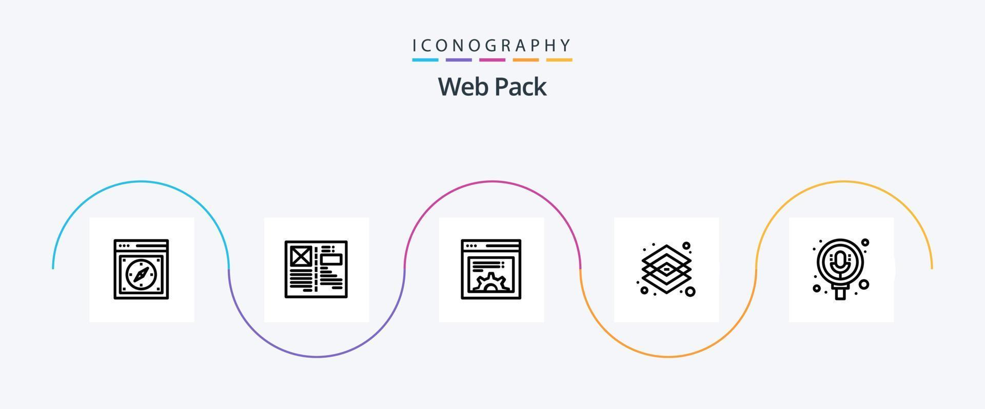 Web Pack Line 5 Icon Pack Including tools. graphic. grid. design. web vector