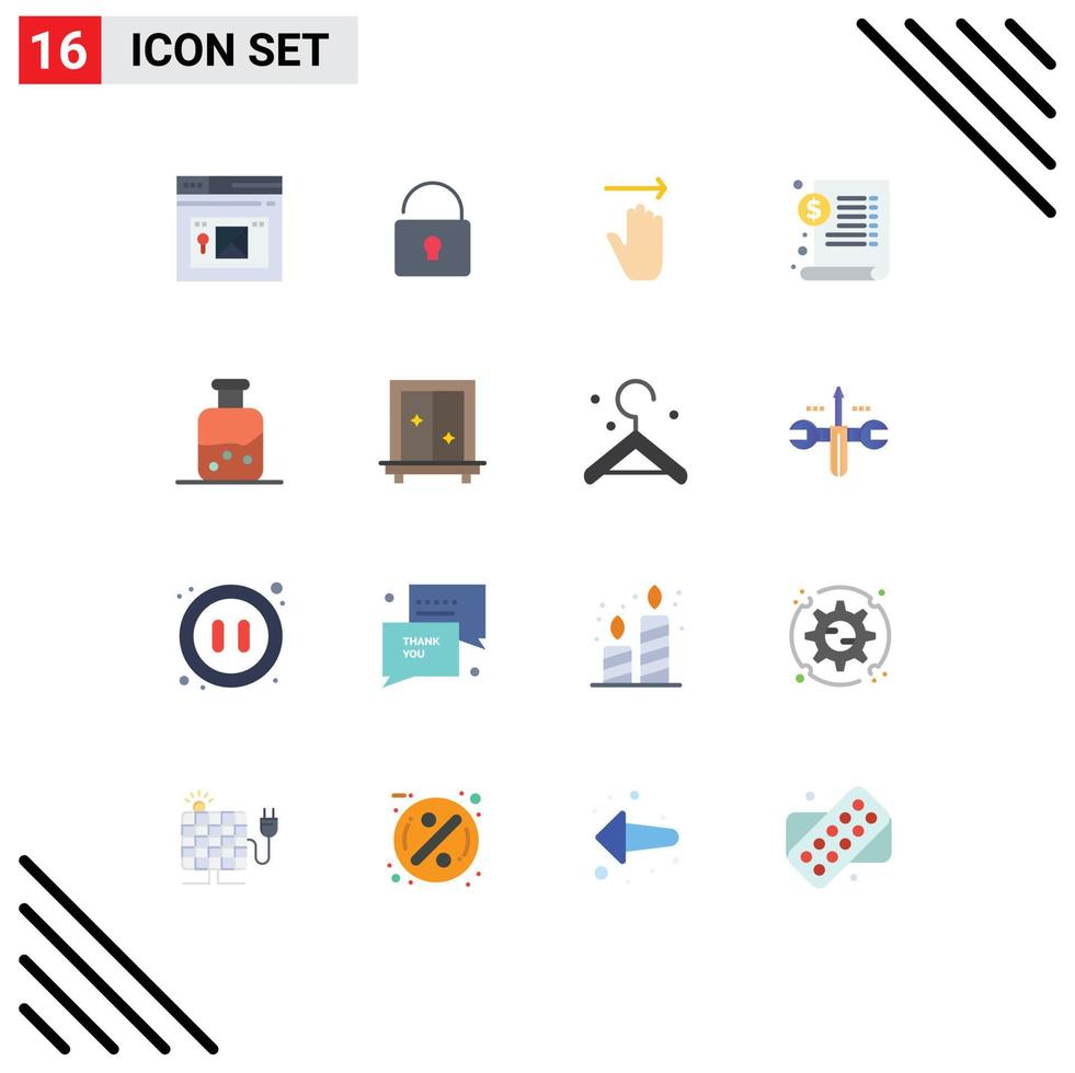 Mobile Interface Flat Color Set of 16 Pictograms of internet gestures website security document Editable Pack of Creative Vector Design Elements