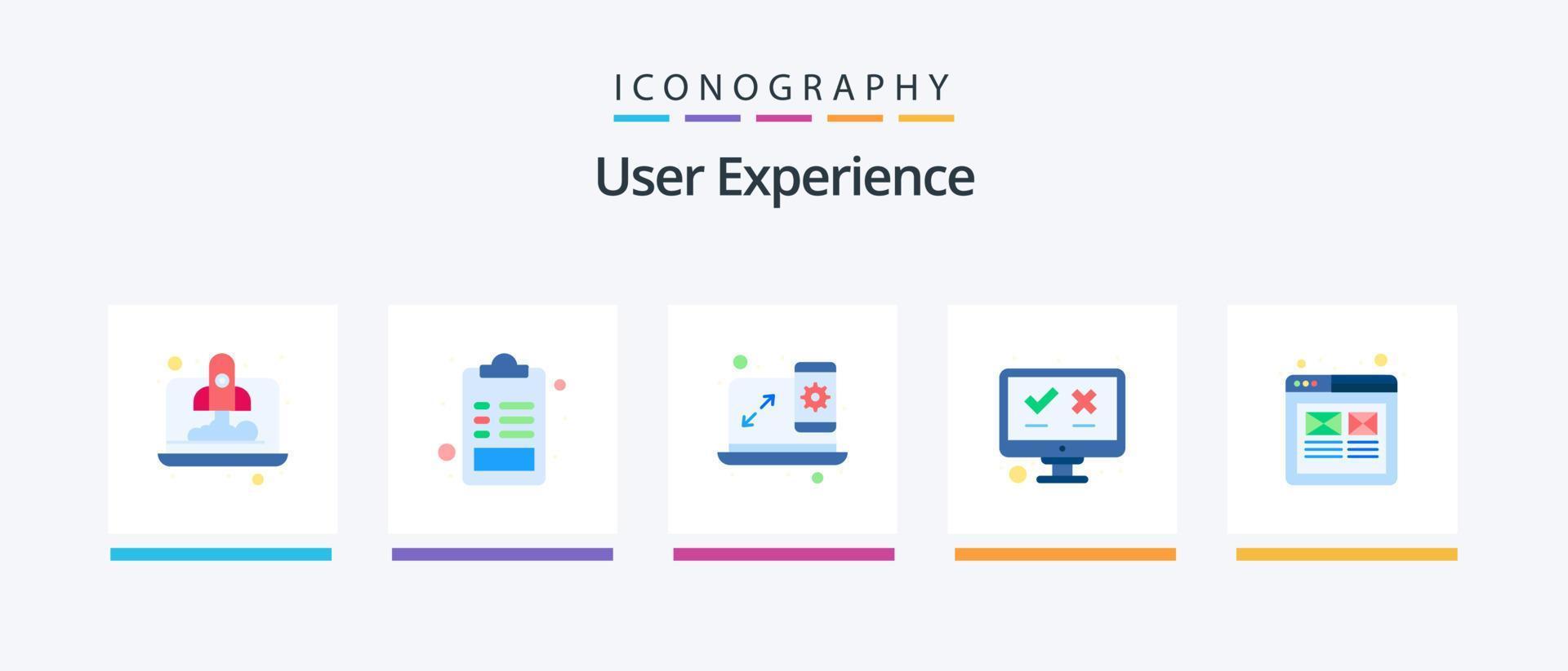 User Experience Flat 5 Icon Pack Including layout. multimedia. computer. media. computer. Creative Icons Design vector