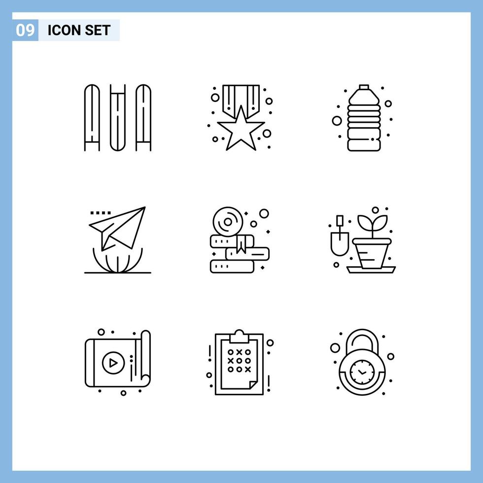 Set of 9 Modern UI Icons Symbols Signs for study books game send internet Editable Vector Design Elements