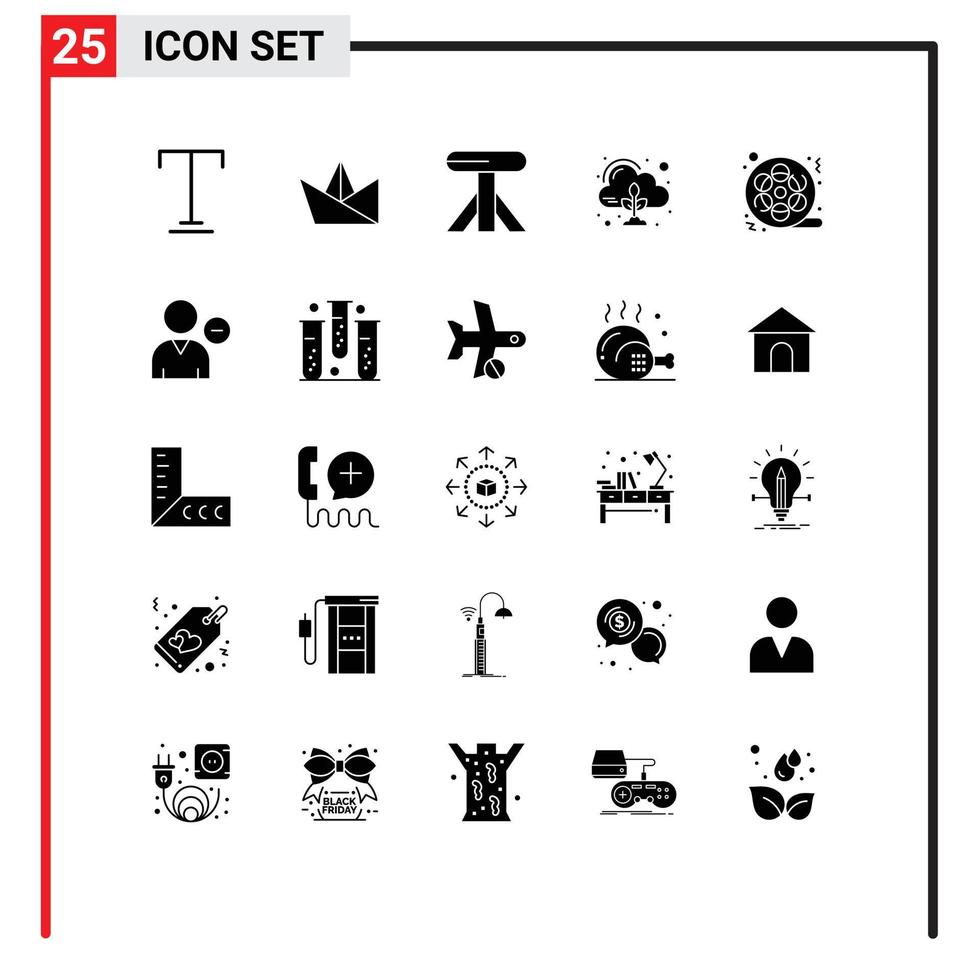 paquete de iconos de vector de stock de 25 signos y símbolos de línea para elementos de diseño de vector editables de nube de película de mesa de cine multimedia
