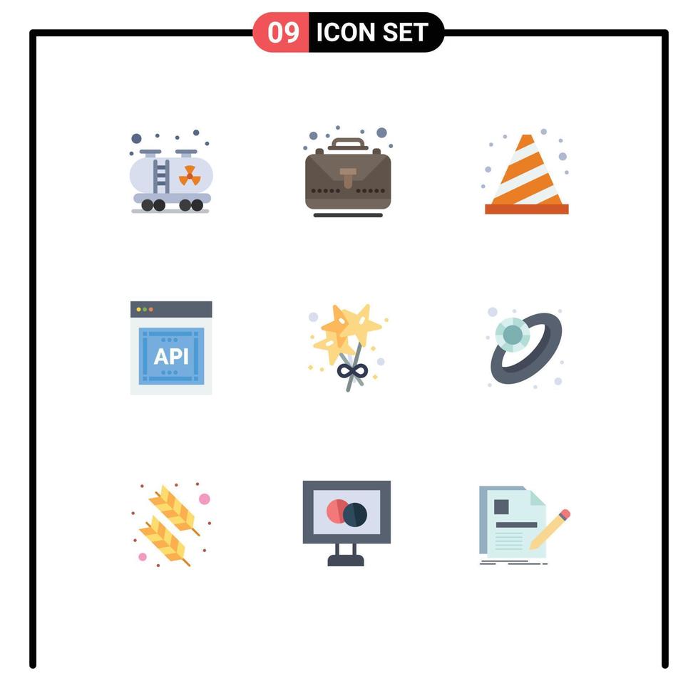 Modern Set of 9 Flat Colors and symbols such as stare software block application programmer interface api Editable Vector Design Elements