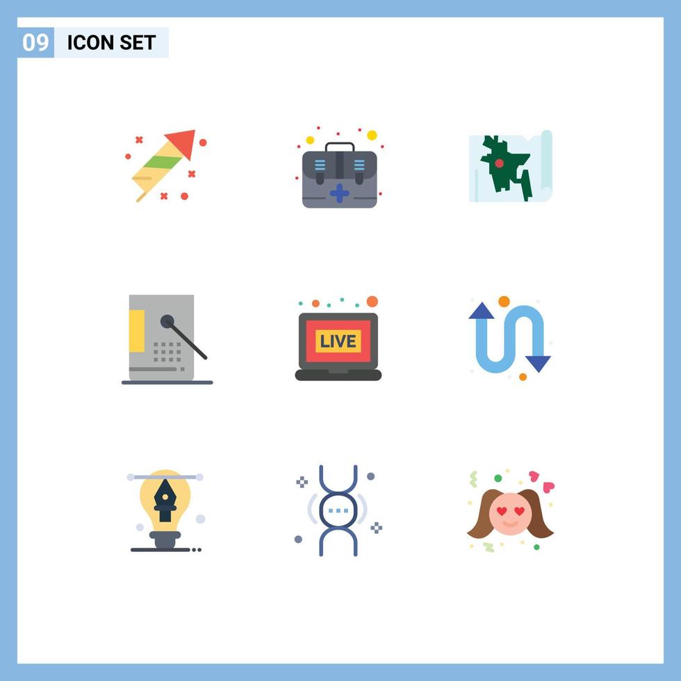 Set of 9 Modern UI Icons Symbols Signs for broadcasting development bangladesh design bucket Editable Vector Design Elements