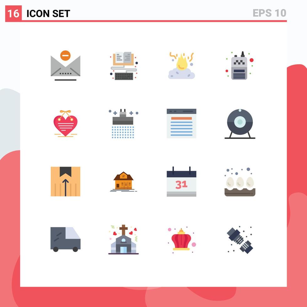 Modern Set of 16 Flat Colors Pictograph of email garbage book keyboard smoke Editable Pack of Creative Vector Design Elements