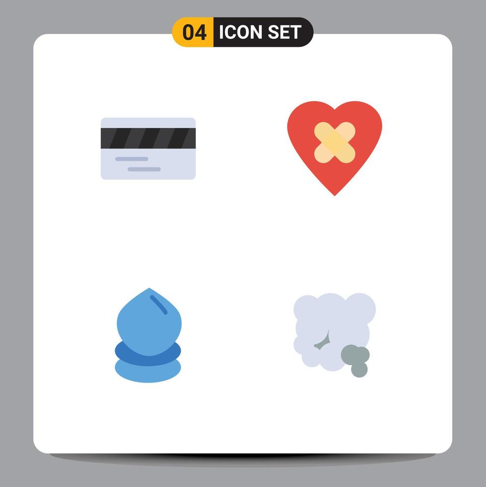 Set of 4 Commercial Flat Icons pack for ticket environment heal drop dust Editable Vector Design Elements