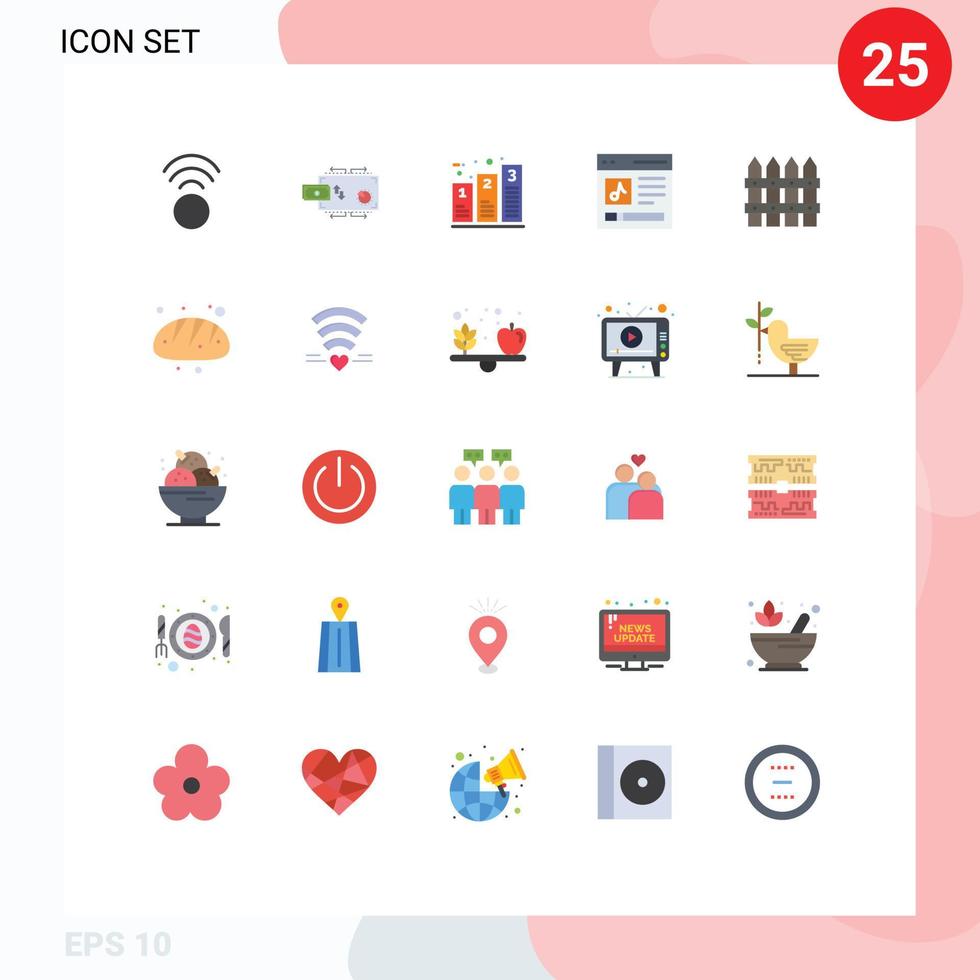 Editable Vector Line Pack of 25 Simple Flat Colors of user interface bar content phases Editable Vector Design Elements