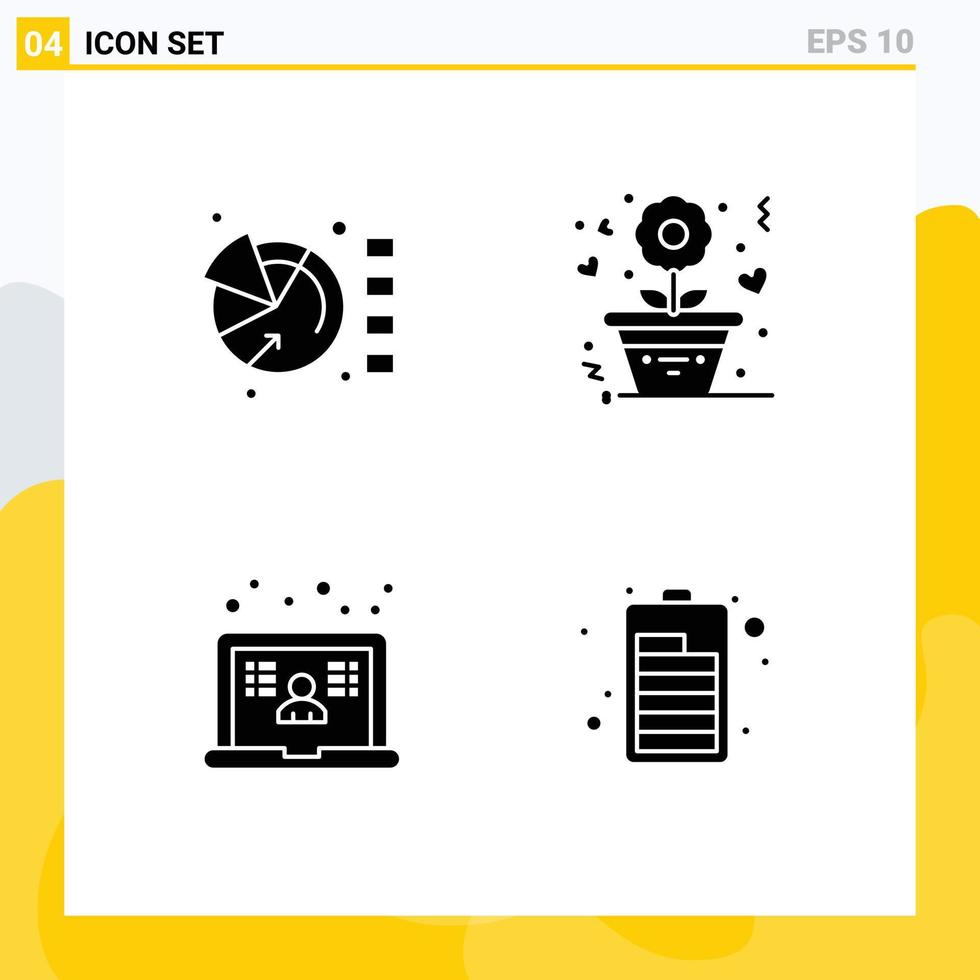 Universal Icon Symbols Group of 4 Modern Solid Glyphs of chart learning statistics romance user Editable Vector Design Elements