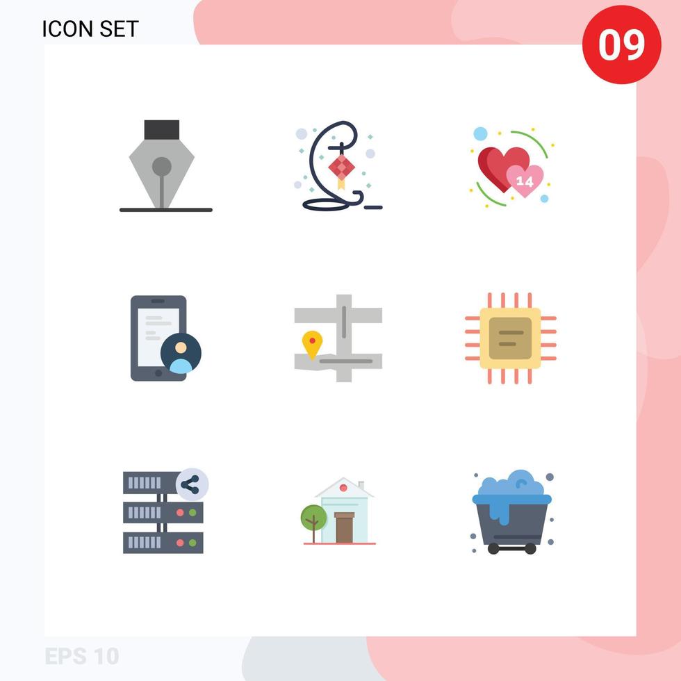 Stock Vector Icon Pack of 9 Line Signs and Symbols for pin map date user secure Editable Vector Design Elements