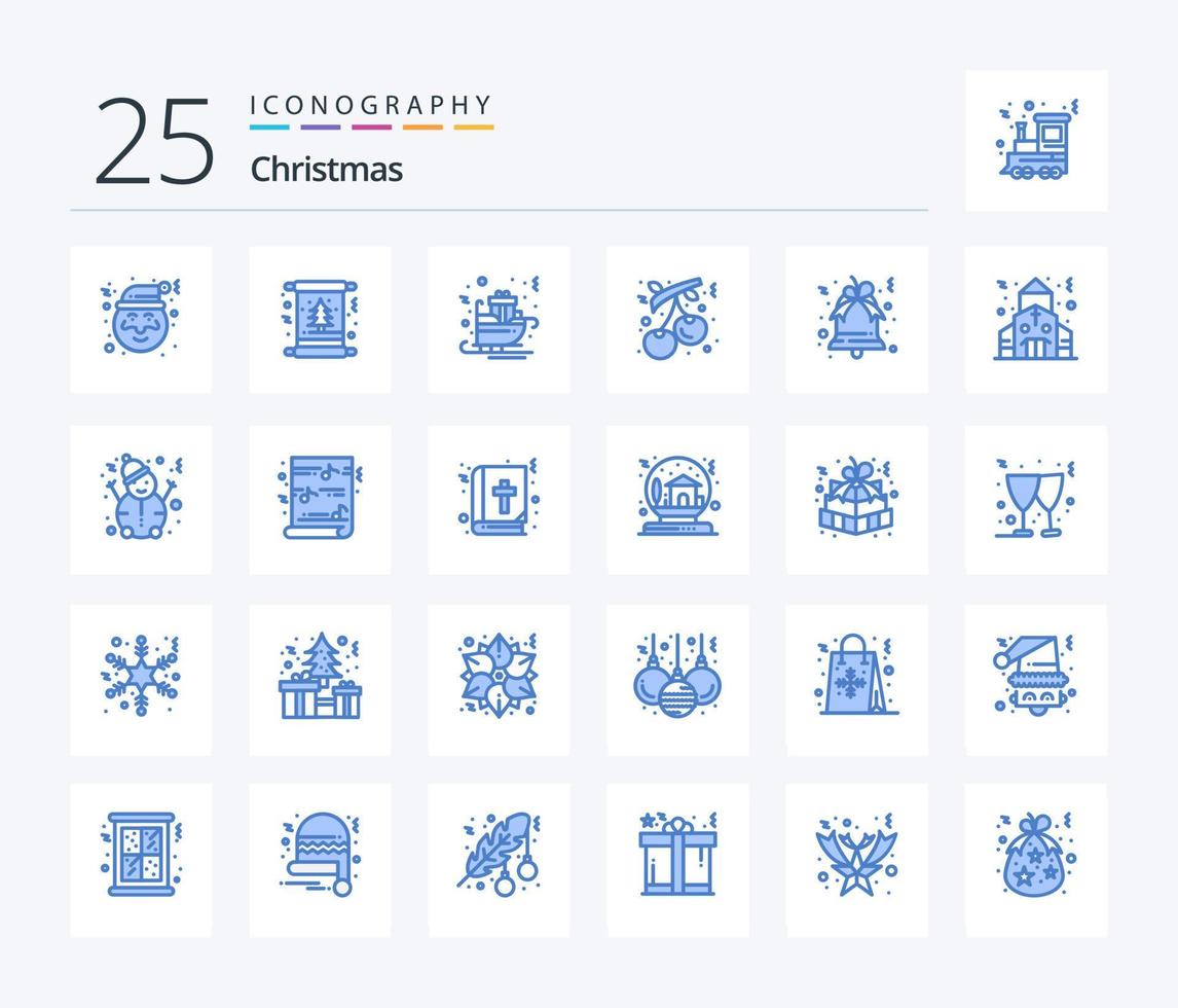 Christmas 25 Blue Color icon pack including new year. cranberry. carriage. christmas. sledge vector