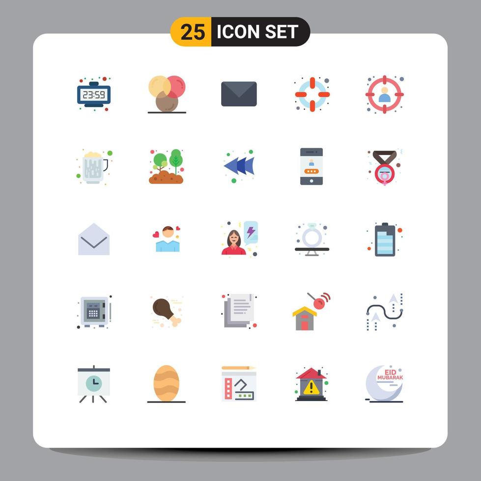 grupo de símbolos de iconos universales de 25 colores planos modernos de elección de desarrollo de salvavidas ayuda sms elementos de diseño de vectores editables