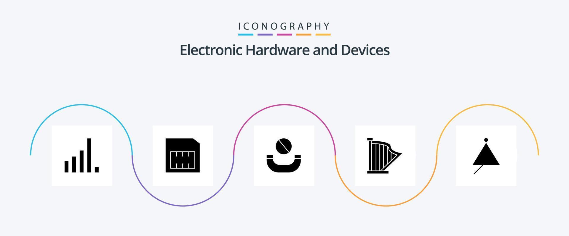 Devices Glyph 5 Icon Pack Including sound. instrument. handset. audio. music vector