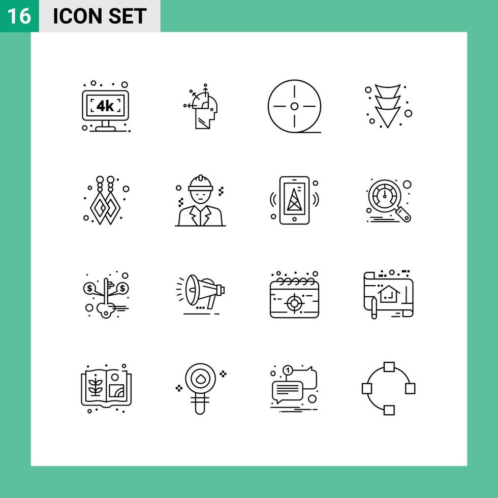16 Thematic Vector Outlines and Editable Symbols of avatar custom earrings devices full arrow Editable Vector Design Elements