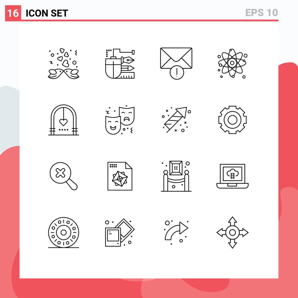 16 Outline concept for Websites Mobile and Apps celebration physics scale molecule atom Editable Vector Design Elements